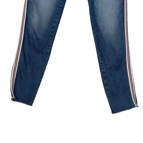 Free People Driftwood Jackie Stripe High Rise Denim  Blue Jeans Size 27 - Picture 5 of 11